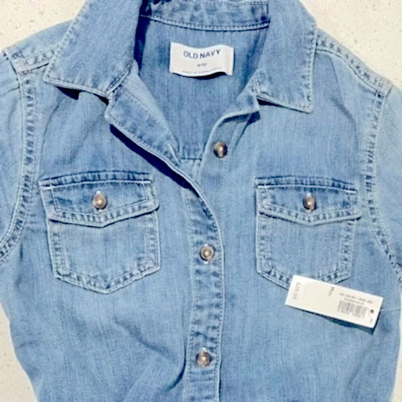 NWT Girls’ Shirt Dress | Chambray Denim | Matching Belt | Old Navy - Picture 2 of 8